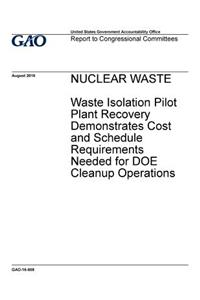 Nuclear waste, Waste Isolation Pilot Plant Recovery demonstrates cost and schedule requirements needed for DOE cleanup operations