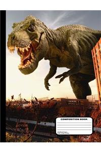 Dinosaur Attacks and Fighter Jets Defend Composition Notebook Blank Unruled 200 pages / 100 sheets, 9-3/4