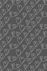 Bullet Journal Notebook White Scribbly Hearts Pattern 8