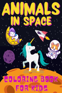 Animals In Space Coloring Book For Kids
