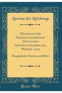Handbuch Der Verfassunggebenden Deutschen Nationalversammlung, Weimar, 1919