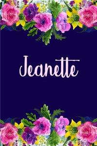 Jeanette: Personalized Name Pink Floral Design Matte Soft Cover Notebook Journal to Write In. 120 Blank Lined Pages