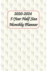 2020 - 2024 5-Year Half Size Monthly Planner 5.5x8.5