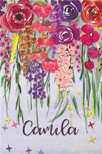 Camila: Personalized Lined Journal - Colorful Floral Waterfall (Customized Name Gifts)