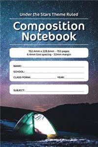 Under the Stars Theme Ruled Composition Notebook