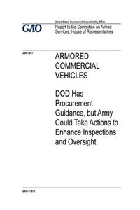 Armored commercial vehicles, DOD has procurement guidance, but Army could take actions to enhance inspections and oversight