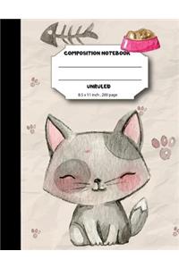 Composition notebook unruled 200 pages, 8.5 x 11 inch, Kawaii cutie cat