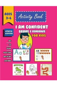 i am confident, brave & generous Activity Book For Kid ages 3-6