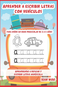 Aprender a escribir letras con vehículos para niños en edad preescolar de 3 a 5 años