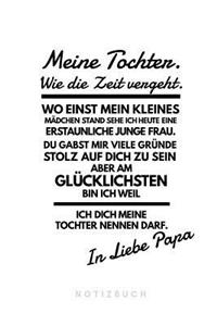 Meine Tochter. Wie die Zeit vergeht. Wo einst mein kleines Mädchen stand sehe ich heute eine erstaunliche Frau. Du gabst mir viele Gründe stolz auf dich zu sein aber am glücklichsten bin ich weil ich dich meine Tochter nennen darf.