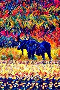 Rainbow Colorful Blue Moose Animal lover Blank Lined To-Do List Journal for Daily thoughts Notebook