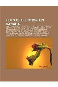 Lists of Elections in Canada