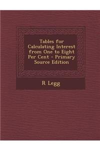 Tables for Calculating Interest from One to Eight Per Cent