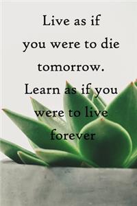 Live as if you were to die tomorrow. Learn as if you were to live forever