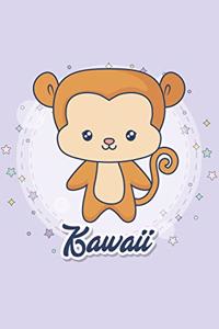 Kawaii Monkey with Glowing Eyes - Blank Lined Notebook