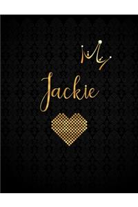 Jackie: Black Personalized Lined Journal with Inspirational Quotes