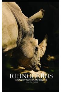 Rhinoceros Monthly Note Planner 2019 1 Year Calendar