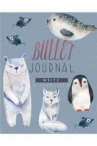 Bullet Journal Planner Quarterly with Blank Yearly & Monthly Calendar ( 6 Months Blank Calendar ): Design Animal in Geographical Pole, Seals, Polar Bear, Fox and Penguin, Inside Has Habits Tracker, Size 8x10 150 Page 75 Sheet