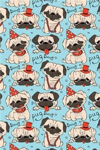 Journal Notebook Funny Pugs Pattern 5