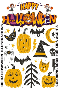 Happy Halloween Coloring Book For Kids Ages 4-8