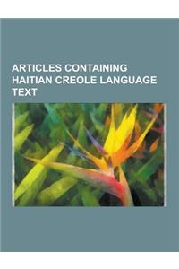 Articles Containing Haitian Creole Language Text