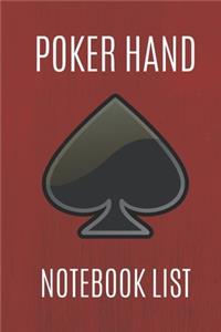 Poker Hand Notebook List