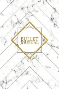 Bullet Journal: Marble + Gold Bullet Journal - 120-Page 1/4 Inch Dot Grid Notebook - 6 X 9 Marble & Gold Perfect Bound Softcover