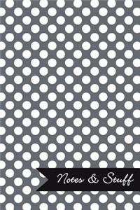 Notes & Stuff - Lined Notebook with Slate Grey Polka Dot Pattern Cover