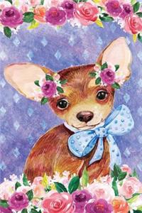 Bullet Journal Notebook for Dog Lovers Chihuahua Puppy in Flowers 1