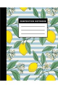 Composition Notebook: Vintage Lemon 8x10 Composition Notebook - Easy to Study