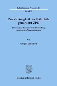 Zur Zulassigkeit Des Teilurteils Gem. 301 Zpo
