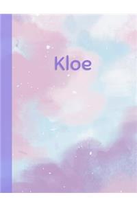 Kloe: Personalized Composition Notebook - College Ruled (Lined) Exercise Book for School Notes, Assignments, Homework, Essay Writing. Purple Pink Blue Cov