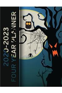 Spooky Halloween Full Moon Haunted Tree 2019 2020 - 2023 Four Year Planner