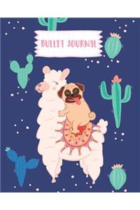Bullet Journal: Pug & Llama 150 Dotted Page 8x10 Notebook