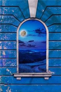 Looking Out the Window at the Moon in Blue Journal