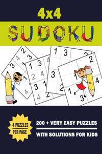 4x4 Sudoku 200 + Very Easy Puzzles With Solutions For Kids