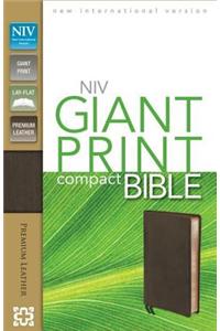 NIV, Giant Print Compact Bible, Giant Print, Premium Leather, Brown