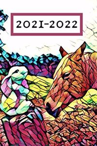 Cute Rabbit and Yellow Horse Colorful County 25 Month Weekly Planer Dated Calendar 2 years plus December