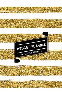 Budget Planner Glitter Feeling: Expense Tracker for 24 Months (Gold & White Shining Glitter) - Size 8.5x11 Inches