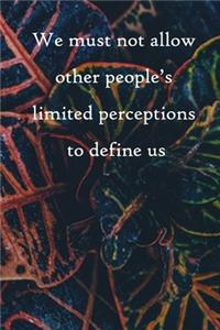 We must not allow other people's limited perceptions to define us