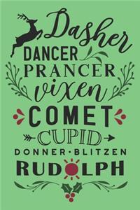 Dasher Dancer Prancer Vixen Comet Cupid Donner Blitzen Rudolph