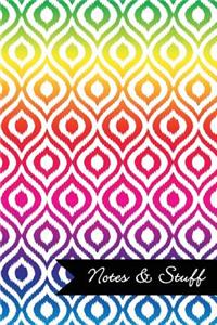 Notes & Stuff - Lined Notebook with Bright Colors Ikat Pattern Cover