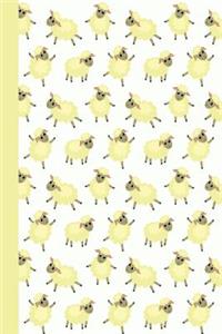 Sketch Journal: Baby Sheep (Yellow) 6x9 - Pages Are Lined on the Bottom Third with Blank Space on Top