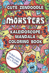 Cute Zendoodle Monsters Kaleidoscope Mandala Coloring Book Vol1