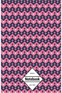 Gm&co: Notebook Journal Dot-Grid, Lined, Graph, 120 Pages 5.5x8.5 (Pink Chevron Geometric Pattern)