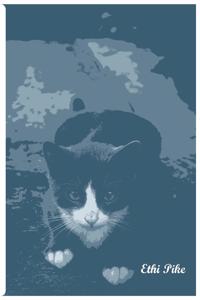 Ethi Pike - Blue Pouncing Cat Notebook / Extended Lines / Soft Matte Cover