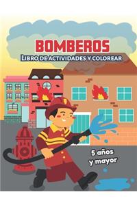 Bomberos: Libro de actividades y colorear 5 años y mayor: Firefighters en Español, Abecedario, sopa de de letras, Numeros, Patrones, Dibujos