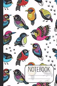 Notebook with Beautiful Bird Design on White Background