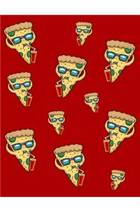 Pizza Slice Composition Notebook Beach Culture Vibe College Ruled Lined Pages(8.5X11)