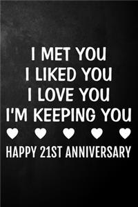 I Met You I Liked You I Love You I'm Keeping You Happy 21st Anniversary